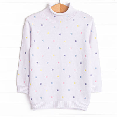  Featuring the coziest colorful dot knit material, a rolled neck detail, and long sleeves. 