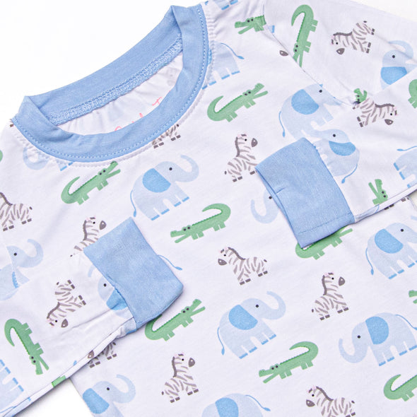 Zoo Park Pals Bamboo Pajama Set, Blue