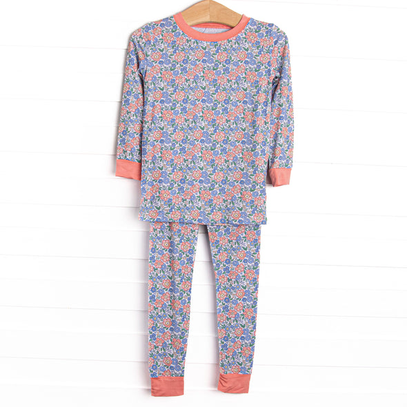 Drenched in Dahlias Bamboo Pajama Set, Orange