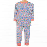 Drenched in Dahlias Bamboo Pajama Set, Orange