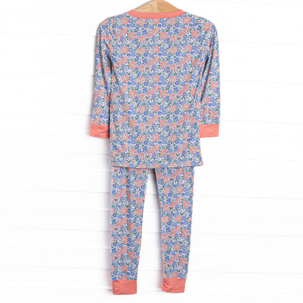Drenched in Dahlias Bamboo Pajama Set, Orange