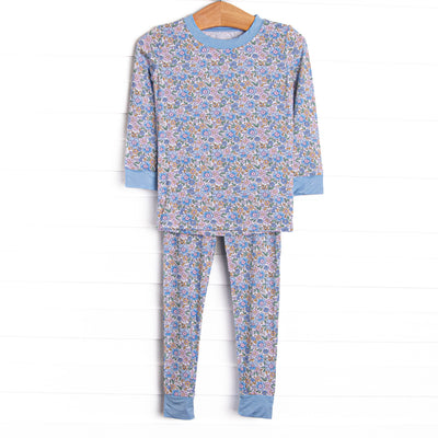 Poppy Fields Bamboo Pajama Set, Blue