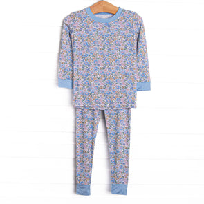 Poppy Fields Bamboo Pajama Set, Blue