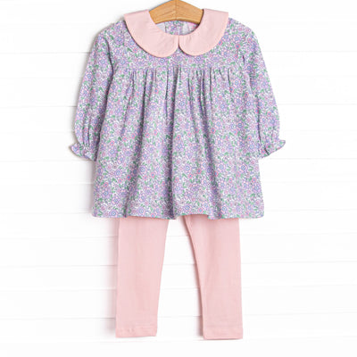 Lovely Lilacs Collared Legging Set, Purple