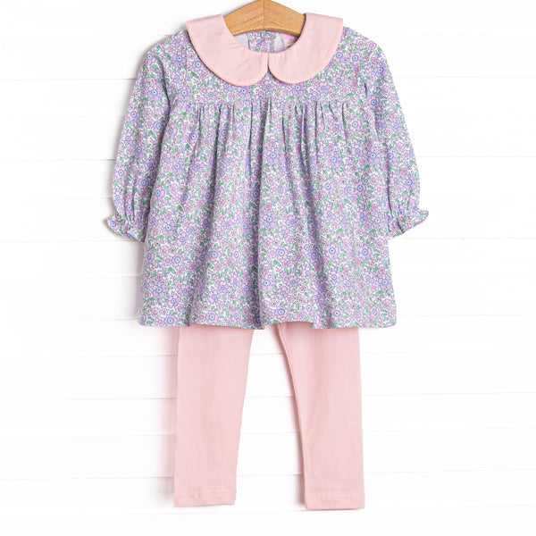 Lovely Lilacs Collared Legging Set, Purple