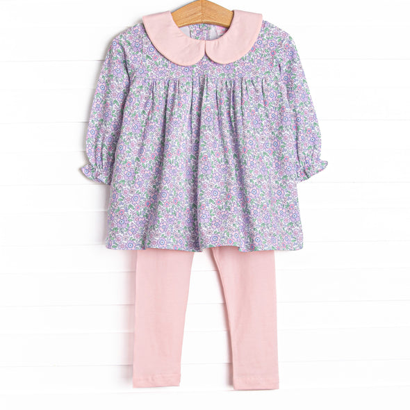 Lovely Lilacs Collared Legging Set, Purple
