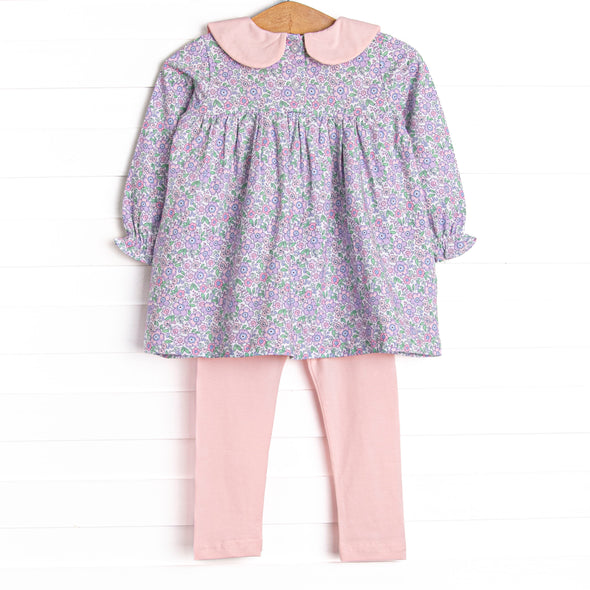 Lovely Lilacs Collared Legging Set, Purple