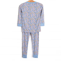 Poppy Fields Bamboo Pajama Set, Blue