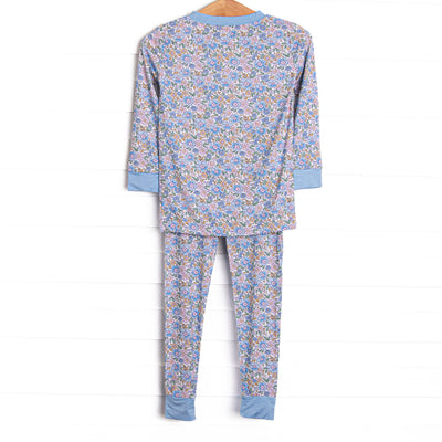 Poppy Fields Bamboo Pajama Set, Blue