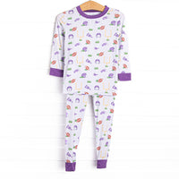 Down Field Dreamer Bamboo Pajama Set, Purple