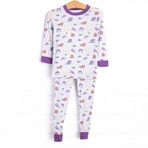 Down Field Dreamer Bamboo Pajama Set, Purple