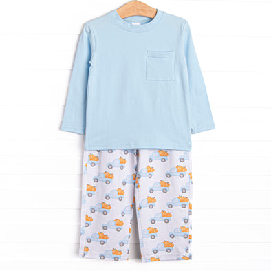 Pumpkin Pickup Pant Set, Blue