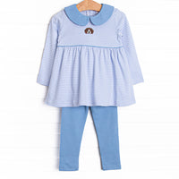 Beagle Blue Pima Embroidered Legging Set, Blue
