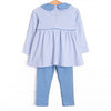 Beagle Blue Pima Embroidered Legging Set, Blue