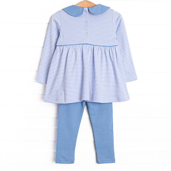 Beagle Blue Pima Embroidered Legging Set, Blue
