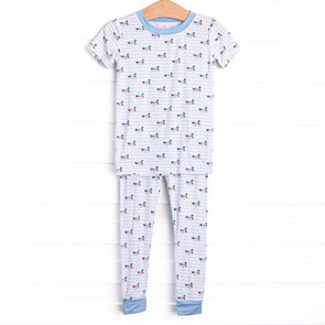 Seasonal Swim Bamboo Pajama Short Sleeve Set, Blue