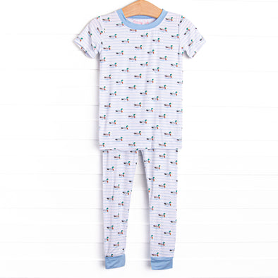 Seasonal Swim Bamboo Pajama Short Sleeve Set, Blue