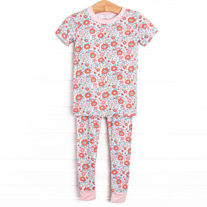 Petal to the Metal Bamboo Pajama Short Sleeve Set, Pink