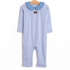 Beagle Blue Pima Embroidered Romper, Blue