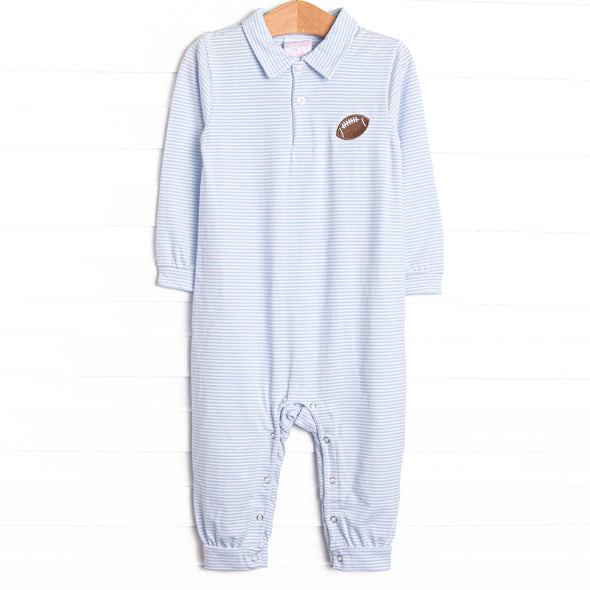 Friday Night Lights Embroidered Romper, Blue