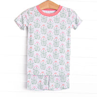 Petals in the Pond Bamboo Pajama Short Set, Green