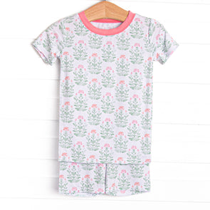 Petals in the Pond Bamboo Pajama Short Set, Green
