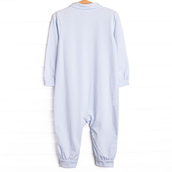 Friday Night Lights Embroidered Romper, Blue