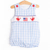 Patriotic Pinchers Smocked Boy Bubble, Blue