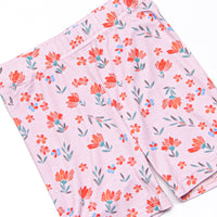 Rosie Red Buds Bamboo Pajama Short Set, Pink