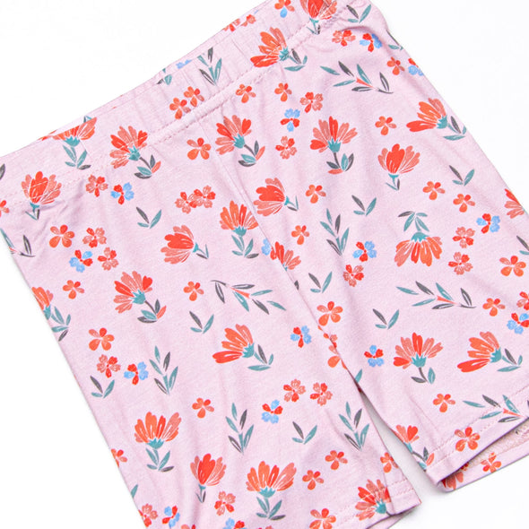 Rosie Red Buds Bamboo Pajama Short Set, Pink