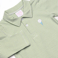 Tee'd Up Embroidered Long Sleeve Polo, Green