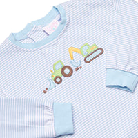 Diggin' It Applique Bubble, Light Blue Stripe