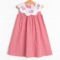 Grand Old Flag Embroidered Dress, Red