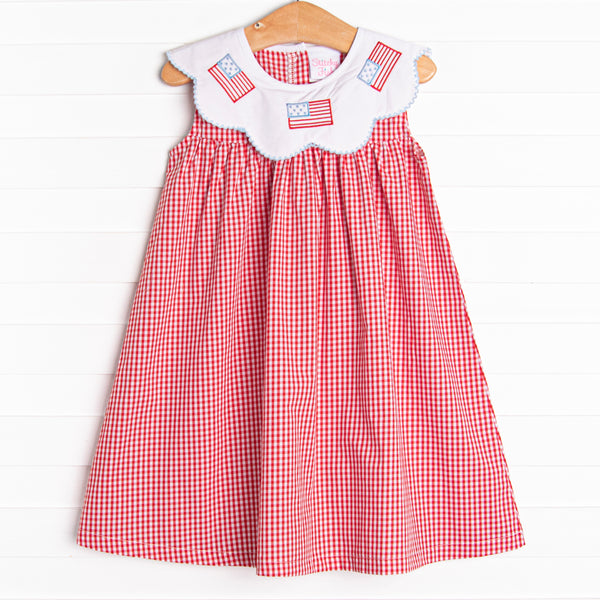 Grand Old Flag Embroidered Dress, Red
