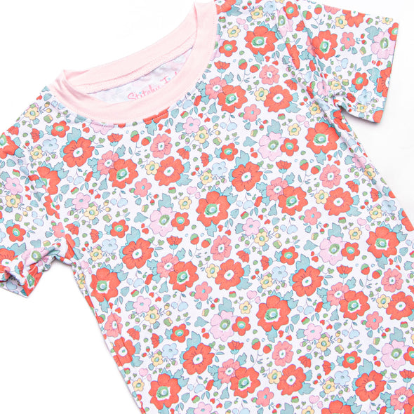 Petal to the Metal Bamboo Pajama Short Sleeve Set, Pink