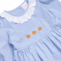Petite Pumpkin Embroidered Dress, Blue