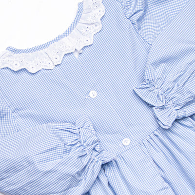 Petite Pumpkin Embroidered Dress, Blue