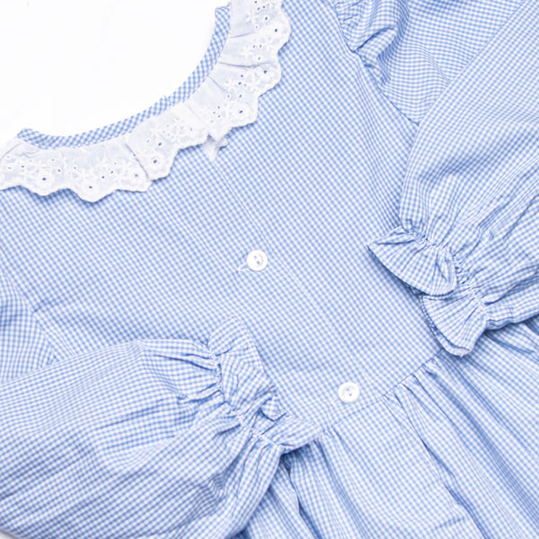 Petite Pumpkin Embroidered Dress, Blue