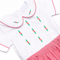 Bleu: Hollybrook Holiday Embroidered Boy Button-On Bubble, Red