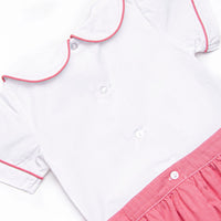Bleu: Hollybrook Holiday Embroidered Boy Button-On Bubble, Red