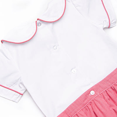 Bleu: Hollybrook Holiday Embroidered Boy Button-On Bubble, Red