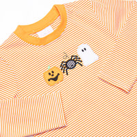 Spooks and Spiders Applique Long Sleeve Short Set, Orange