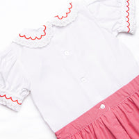 Bleu: Hollybrook Holiday Embroidered Button-On Dress, Red