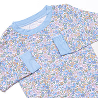 Poppy Fields Bamboo Pajama Set, Blue