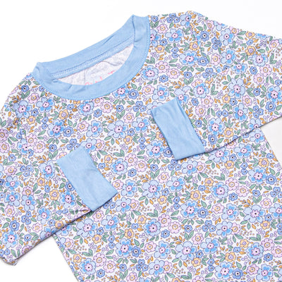 Poppy Fields Bamboo Pajama Set, Blue