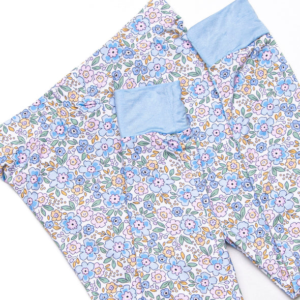 Poppy Fields Bamboo Pajama Set, Blue