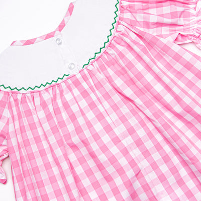 Fun at the Farm Smocked Bubble, Pink Check