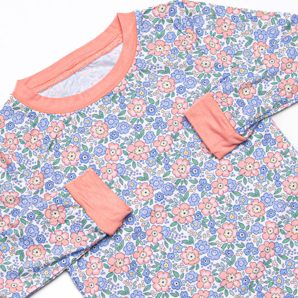 Drenched in Dahlias Bamboo Pajama Set, Orange