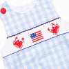 Patriotic Pinchers Smocked Boy Bubble, Blue