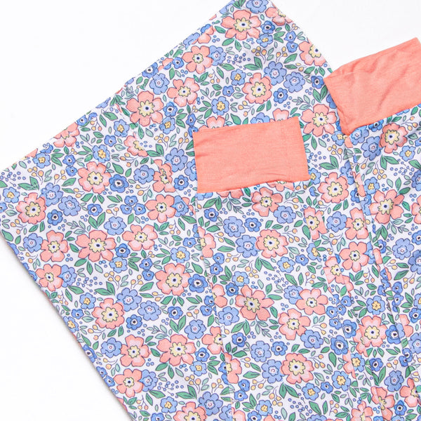 Drenched in Dahlias Bamboo Pajama Set, Orange